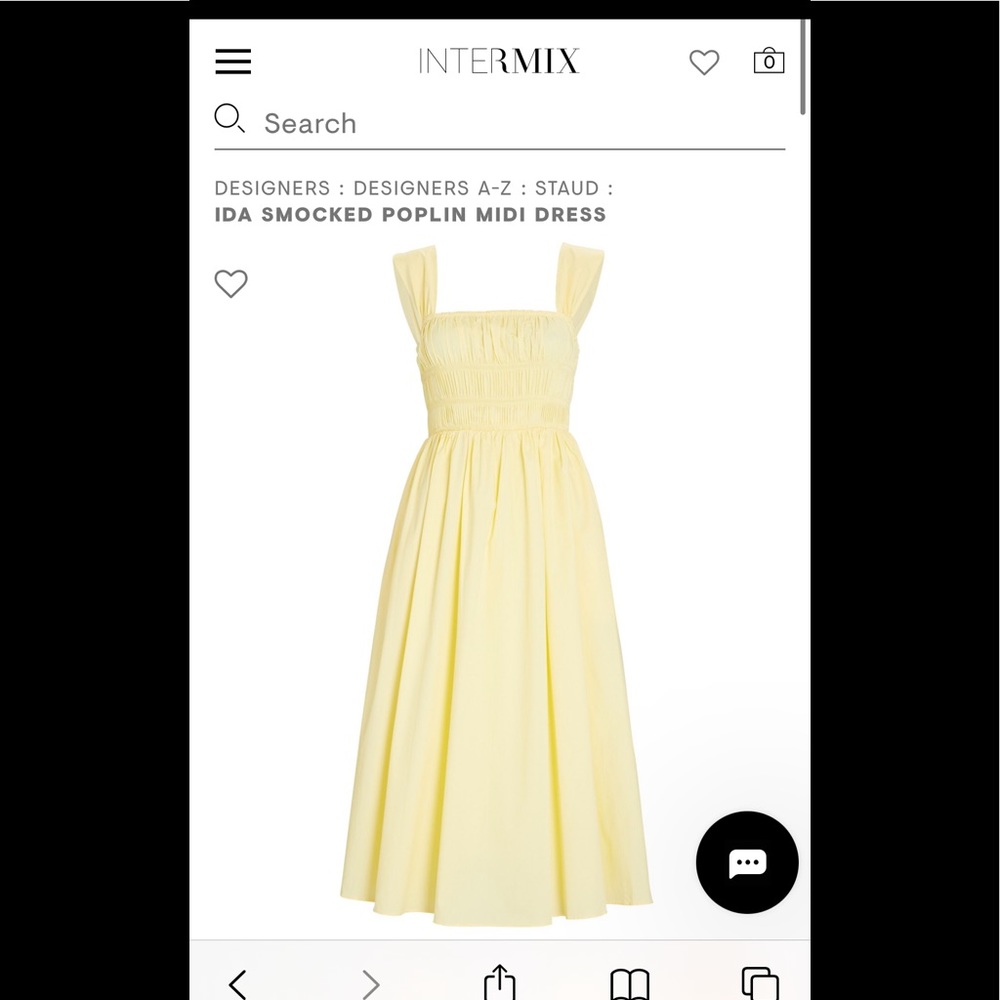 STAUD IDA Smocked Dress Yellow